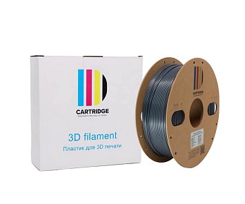 PETG пластик CartriDge 1.75мм 1кг темно-серый-серебро