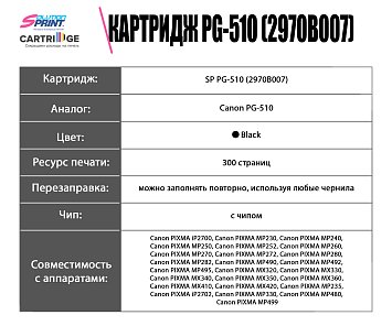 Картридж SP PG-510 (2970B007) для Canon, черный