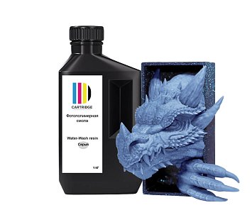 Водосмываемая Water Washable фотополимерная смола CartriDge 1кг серая