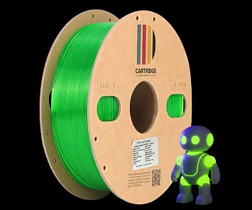 PETG пластик CartriDge 1.75мм 1кг флуоресцентный зелено-прозрачный