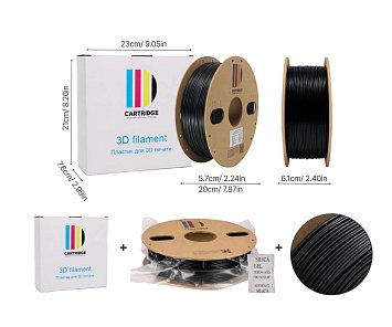 PETG-CF пластик CartriDge 1.75мм 1кг черный угленаполненный