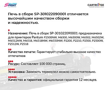 Фьюзер (печка) 301022090001 для Pantum в сборе (OEM.ref)