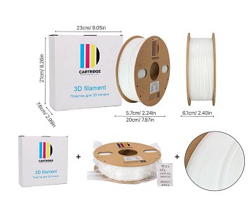 PETG пластик CartriDge 1.75мм 1кг белый для 3D-принтера
